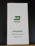 Map Burlington Northern Arkansas State Railroad Map 1983 August +  SW TN