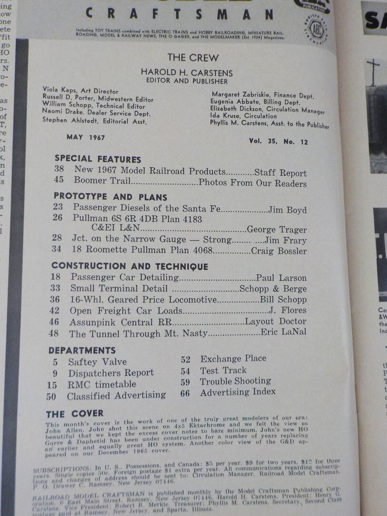 Railroad Model Craftsman Magazine 1967 May RMC Larson Boyd Trager Frar ...