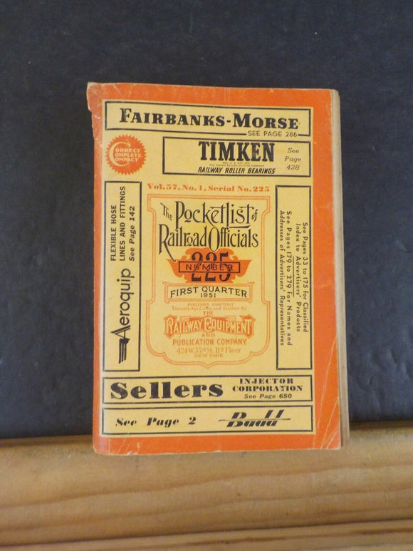 Pocket List of Railroad Officials #225 1951 1st quarter