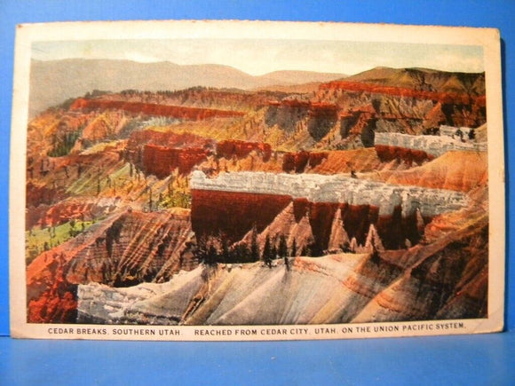Postcard Cedar Breaks Southern Utah Union Pacific System Postmarked 1928