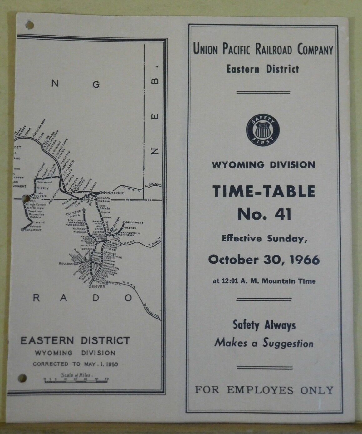 Union Pacific Employee Timetable 41 Wyoming 1966 Oct UP union-pacific-employee-timetable-41-wyoming-1966-oct-up