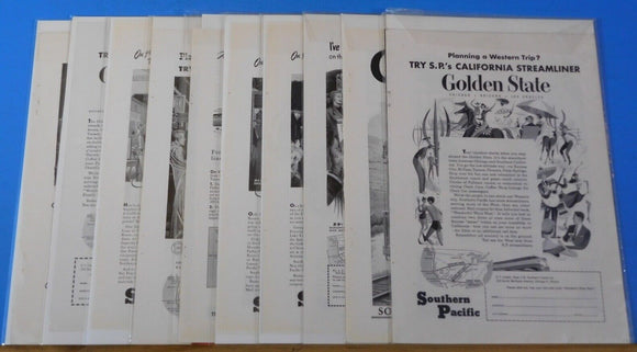 Ads Southern Pacific Railroad Lot #11 Advertisements from various magazines (10)