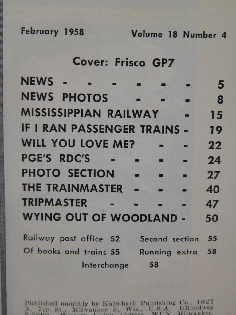 Trains Magazine 1958 February Clyde Carley Train Masher – RailroadTreasures