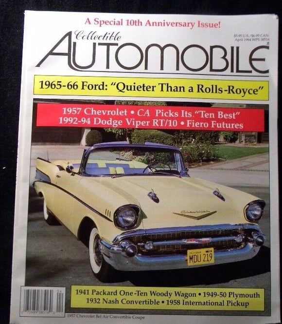Collectible Automobile 1994 April 1965-66 Ford 1957 Chevy 1992-94 Dodge Viper Fi