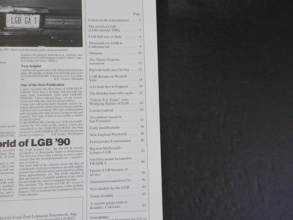 LGB Telegram Vol 1 #2 Magazine Volume 1 Glacier Express restaurant ...