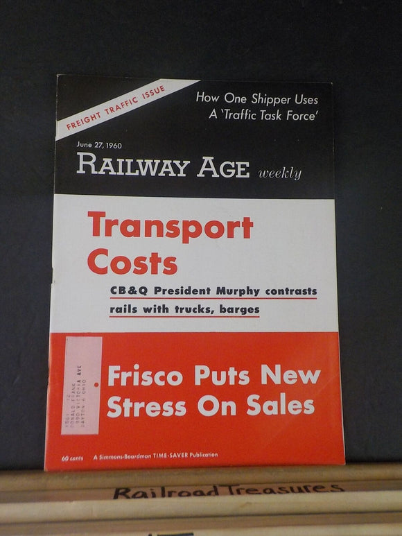 Railway Age 1958 June 27 Weekly Transport costs CB&Q Freight traffic issue
