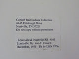 Photo Louisville & Nashville Locomotive #163 L&N Louisville KY 1938 8 x 10 B&W