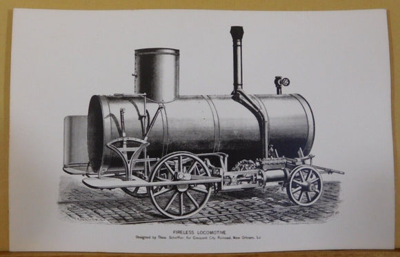 Postcard Fireless Locomotive Designed by Thro Scheffler for Crescent City Railro