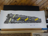 Print New York Central Locomotive #5344 Hudson Type  Approx 34 7/8 X 13 7/8 inch