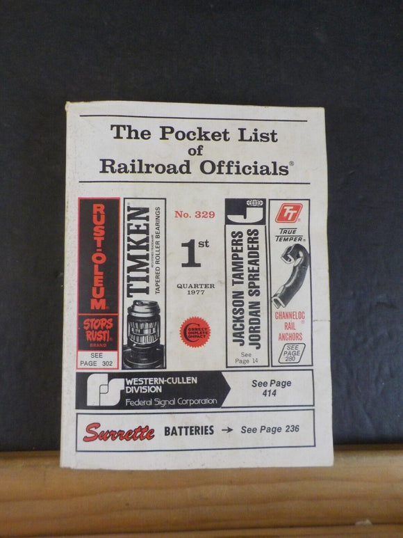 Pocket List of Railroad Officials #329 1977 1st quarter
