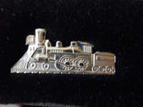 Jewelry Steam Locomotive pin Silver in color 4-4-0 with tender
