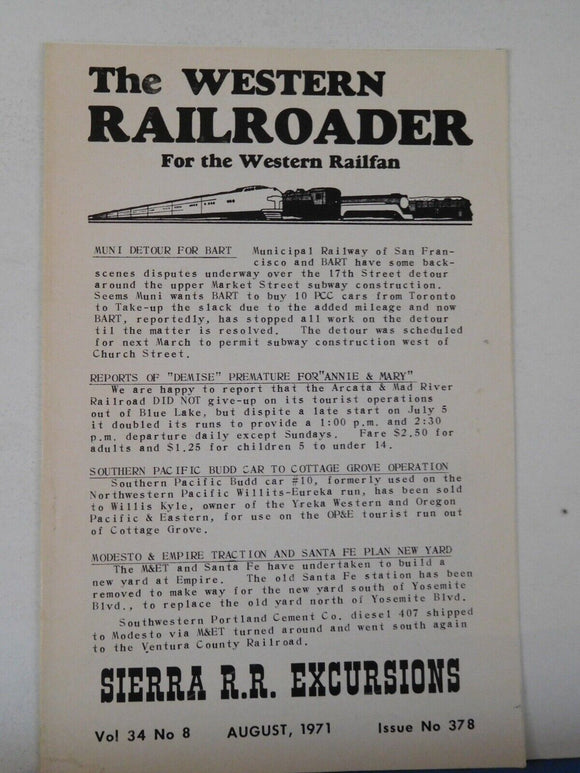 Western Railroader #378 Sierra Railroad Excursions with 16 locomotive photos, mo
