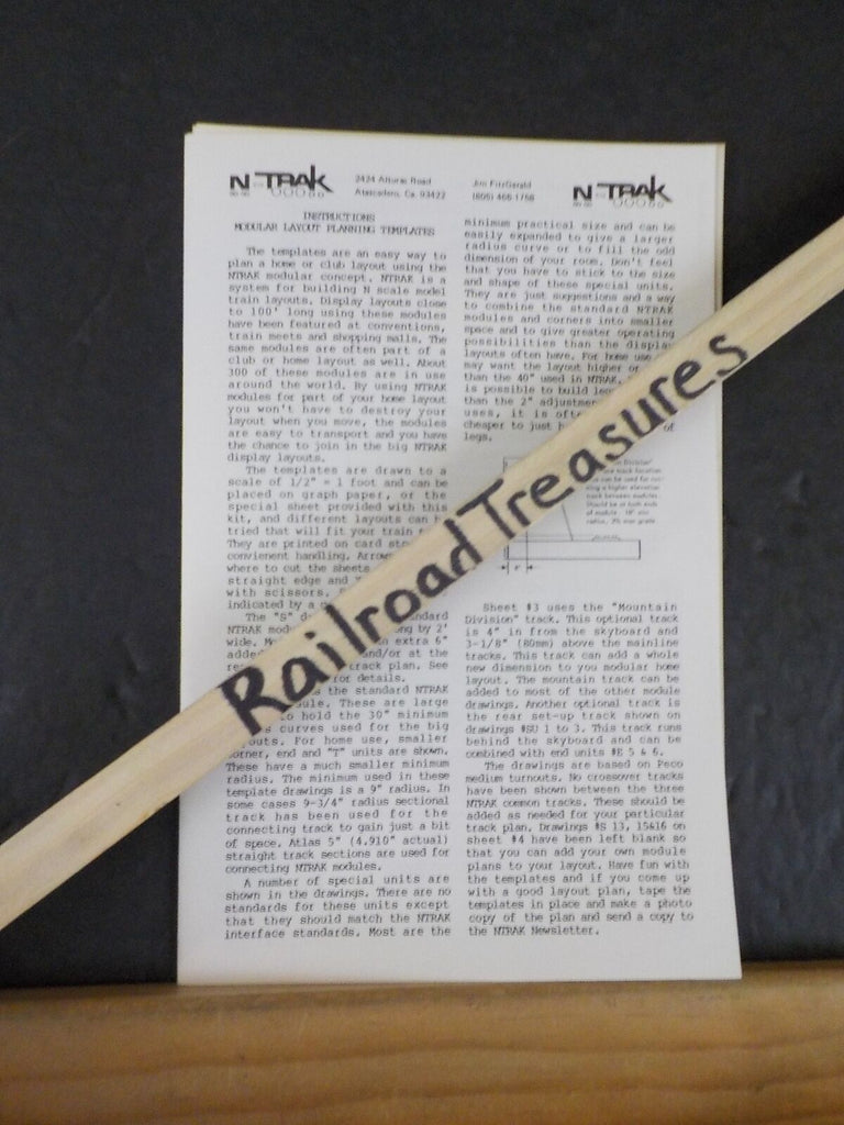 N-Trak Instructions Modular Layout Planning Templates – RailroadTreasures