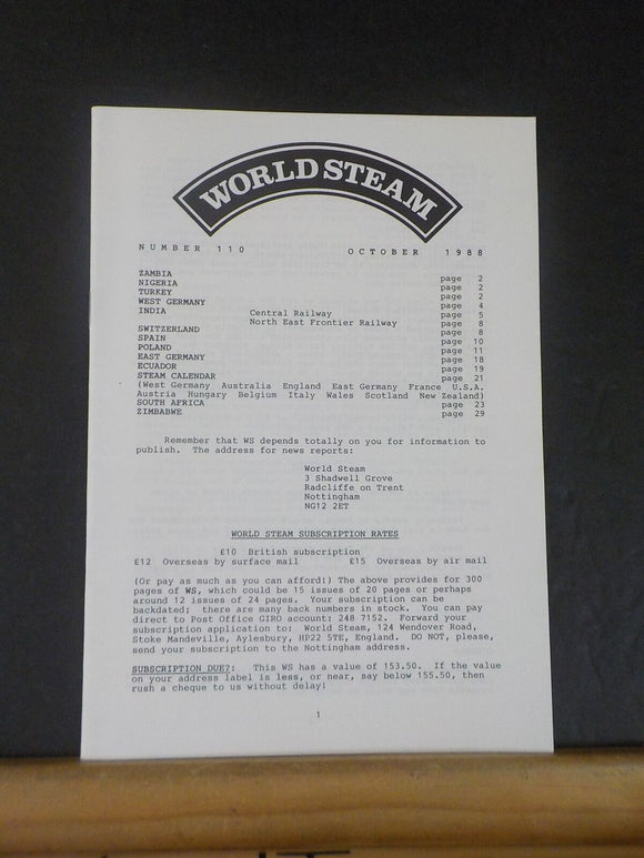 World Steam #110 October 1988