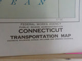 Map Connecticut Transportation REvised Edition 1941 Folded