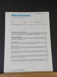 Canadian Pacific News Summary 1980 June 6 Caught twixt rock and hard place