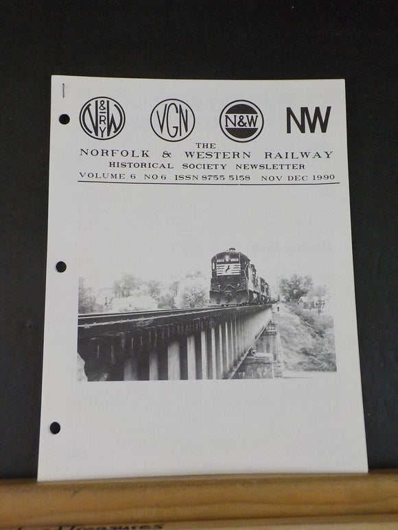 Norfolk and Western Historical Society Newsletter 1990 November December Stapled
