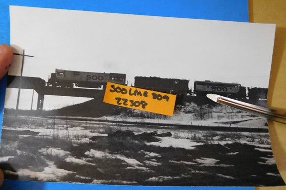 PHOTO SOO Line Locomotives #809 #22308 and More Across Bridge 4 5/8 x 7 ½