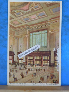 Postcard East End of Grand Lobby Union Station Kansas City MO Card #H2717 1921