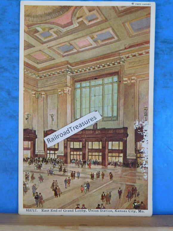 Postcard East End of Grand Lobby Union Station Kansas City MO Card #H2717 1921