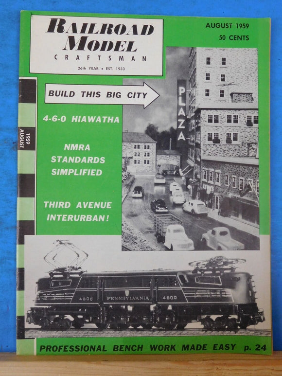Railroad Model Craftsman Magazine 1959 August RMC 4-6-0 Hiawatha Big City Third