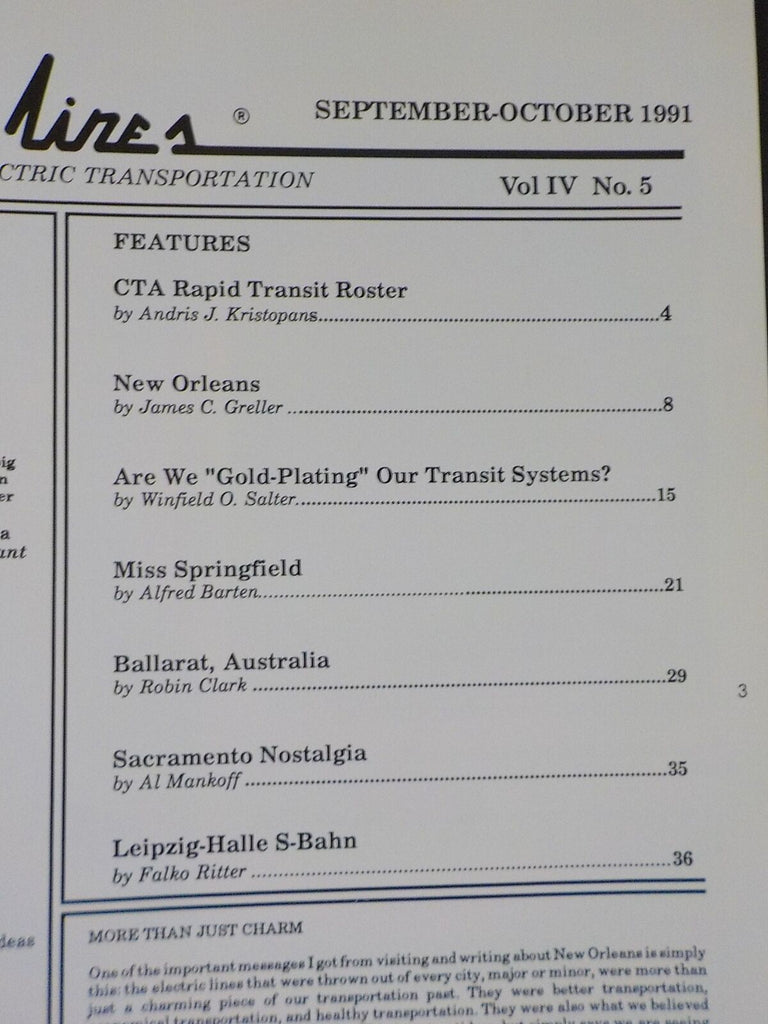 Electric Lines Magazine 1991 September October CTA Ros Electriclines ...