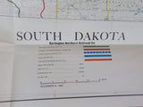 Map Burlington Northern South Dakota State Railroad Map 1983 August