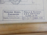 Blueprint Philadelphia & Reading 0-6-0 Switcher Class B-5B Locomotive BP DWG#335