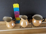 Vintage Czecho-Slovakia W 3 pieces 2 pitchers / 1 creamers Tan with dark trim