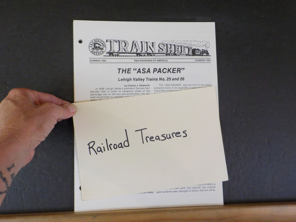 Train Sheet Railroadians Of America 1983 Summer The ASA Packer ...