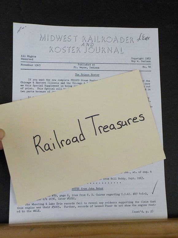 Midwest Railroader #40 1963 November & Roster Journal Apache Railway