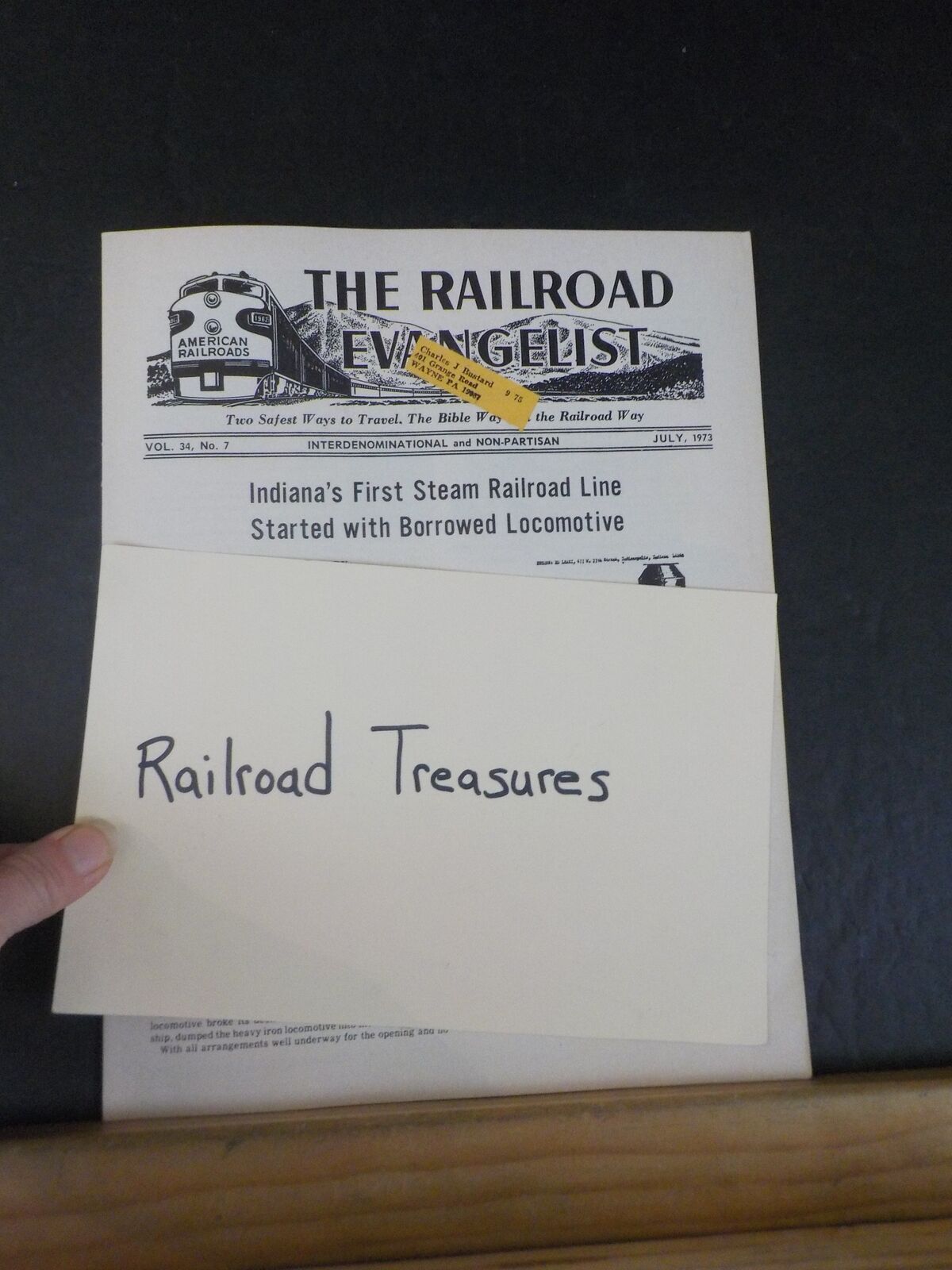 Railroad Evangelist, The 1973 July Indiania’s First Steam Railroad Lin ...