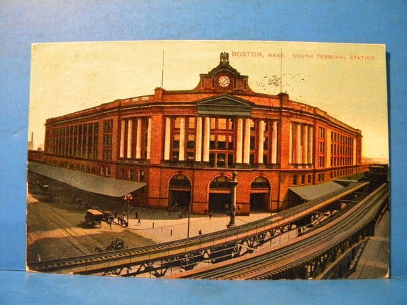Postcard Boston MA South Terminal Station  Postmarked 1909  SA Mavis?