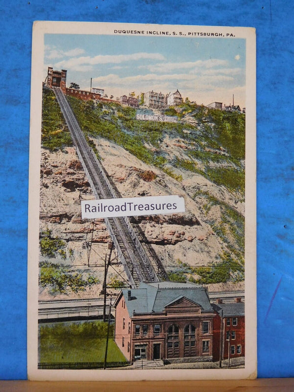 Postcard Duquesne Incline, S.S., Pittsburgh PA Postmark 1918 to Lula DeShetler