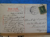 Postcard Along the Tuscarawas River New Philadelphia OH train tracks steam loco