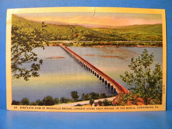 Postcard Bird's Eye View of Rockville Bridge Harrisburg PA Postmarked 1950