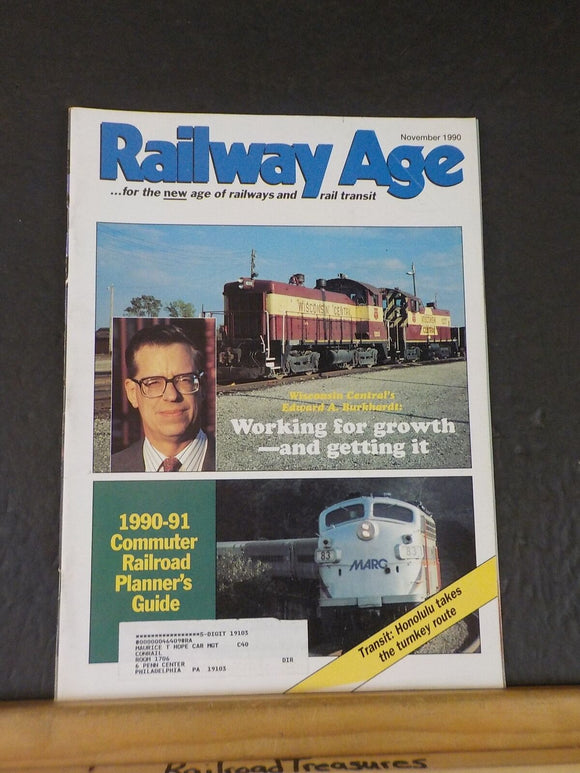 Railway Age 1990 November Wisonsin Central Working for growth 1990-91 commuter r