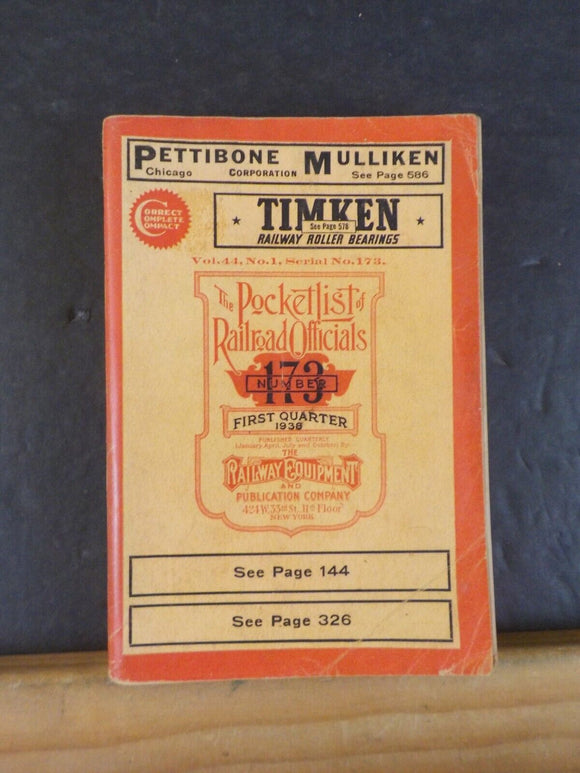 Pocket List of Railroad Officials #173 1938 1st quarter