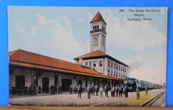 Postcard Great Northern Depot’s Spokane Washington card #296.
