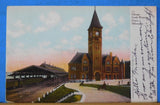 Postcard Chicago North Western Depot Milwaukee Postmarked 1908
