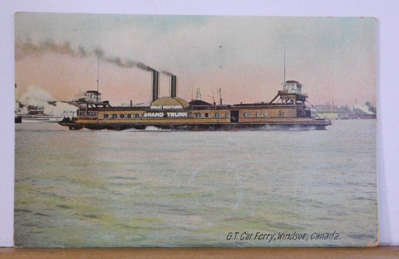 Postcard Grand Trunk G.T. Car Ferry Windsor Canada