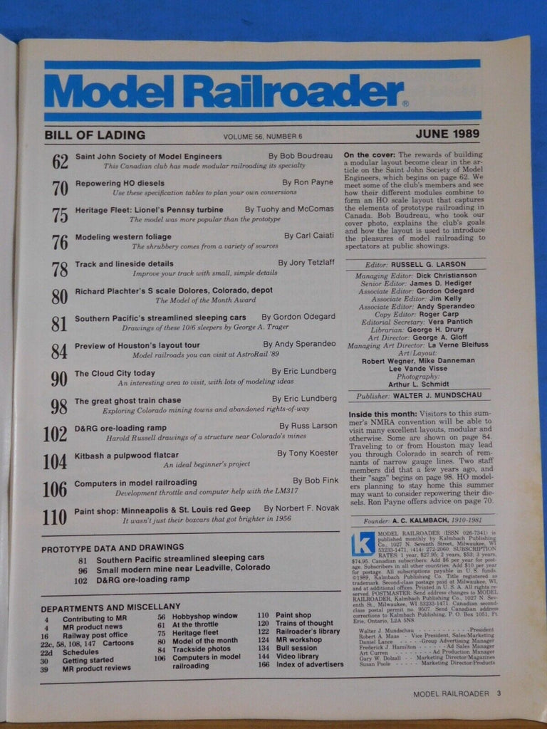 Model Railroader Magazine 1989 June Repowering HO diesel locomotives M ...