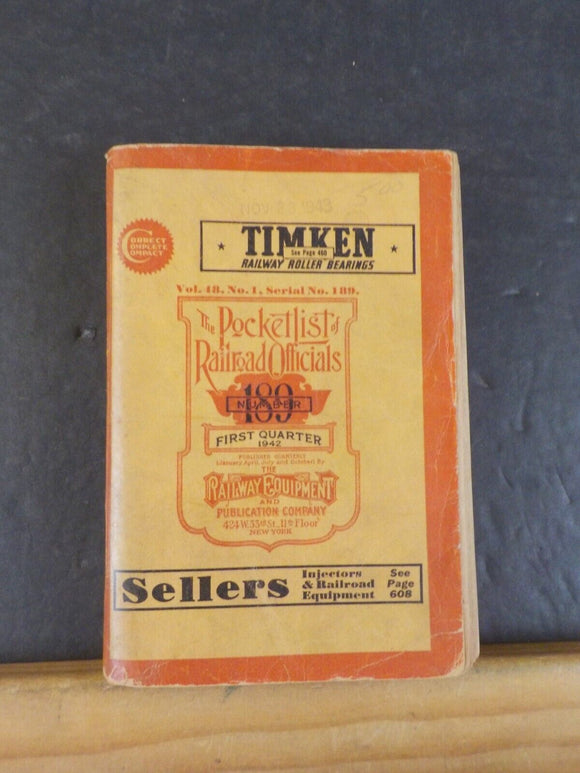 Pocket List of Railroad Officials #189 1942 1st quarter