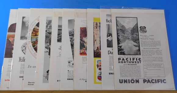 Ads Union Pacific Railroad Lot #37 Advertisements from various magazines (10)