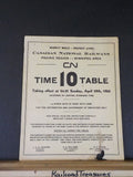 Canadian National Railways Prairie Reg Winnipeg Area Employee Timetable #10 1962