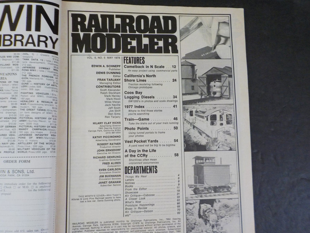 Railroad Modeler 1978 May Vol 8 #5 EMD SW1200 logging diesel plans Cam ...