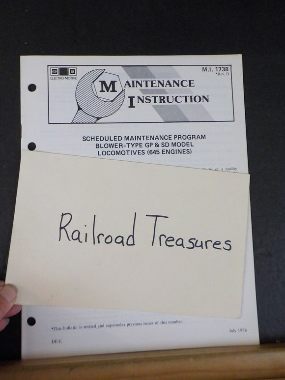 EMD Maintenance Instructions MI 1738 Rev D Scheduled maintenance program blower