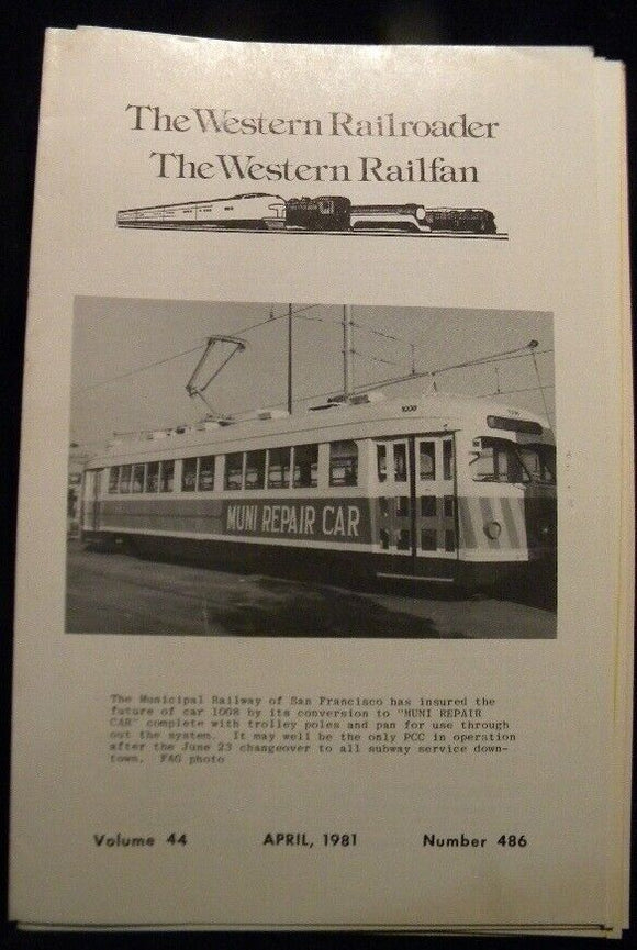 Western Railroader #486 Municipal Ry of San Francisco repair car cover photo, Ca