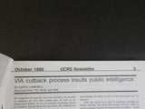 Upper Canada Railway Society Newsletter #480 October 1989 VIA cutback process