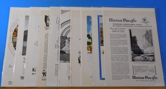 Ads Union Pacific Railroad Lot #41 Advertisements from various magazines (10)